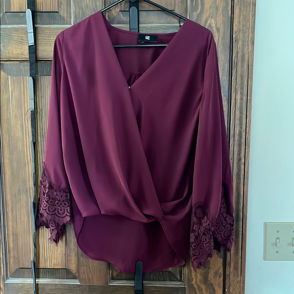 Elegant Burgundy Women's Top with Lace Detail